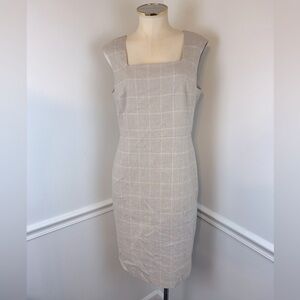 ANN TAYLOR Beige & Cream Square Neck Business Career Sheath Dress NWT | Size 8